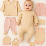 Bear-themed 8-piece newborn baby set – 100% cotton for 0–3 months

