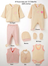 8-Piece Newborn Bear Outfit Set – 100% Cotton