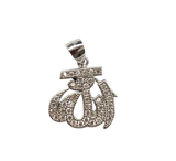 Sterling Silver Allah Pendant| Zircon Islamic Pendant (No Chain)