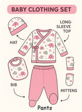5-piece newborn baby outfit with elephant design – 100% cotton – 0–3 months – made in Turkey

