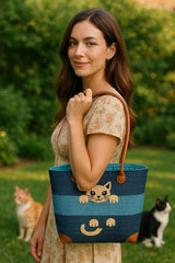 Medium Blue Cat Fair Trade Basket