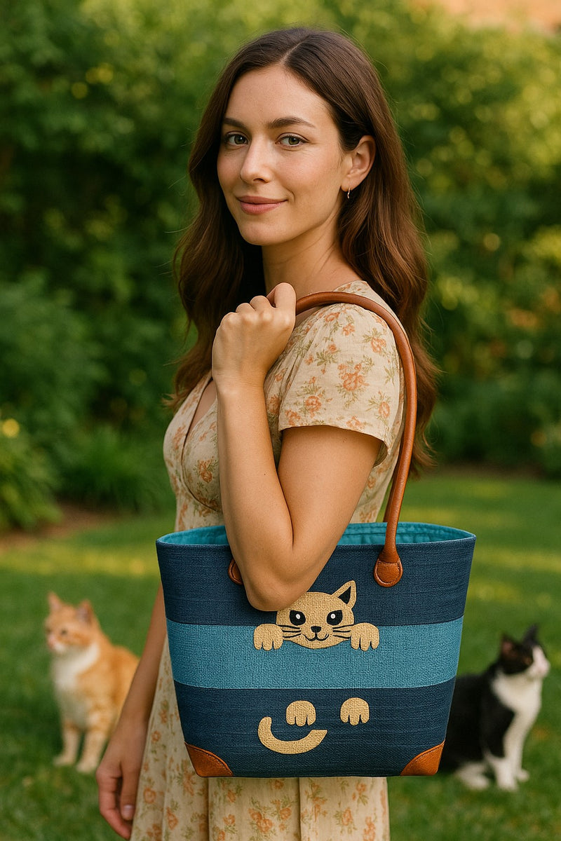Medium Blue Cat Fair Trade Basket