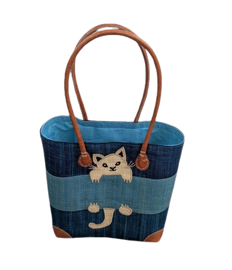Medium Blue Cat Fair Trade Basket