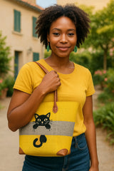 Medium Blue Cat Fair Trade Basket – Handmade Eco Tote from Madagascar

