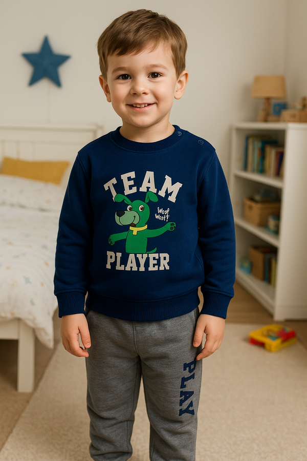 Boys Cotton Top & Pants Set Soft Stretch Everyday Outfit