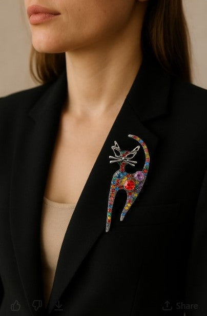 Sparkling Cat Brooch | Playful & Stylish Animal Accessory