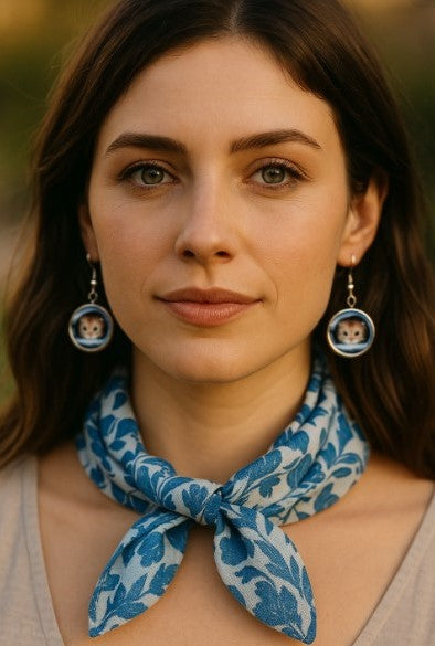 Whimsical Cat Earrings | Glass Cabochon Pet Lover Jewelry
