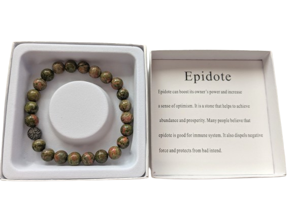 Epidote Natural Stone Bracelet | Elastic Charm Jewelry