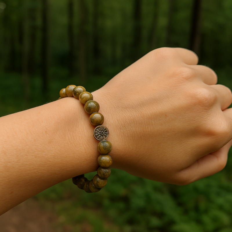 Epidote Natural Stone Bracelet | Elastic Charm Jewelry