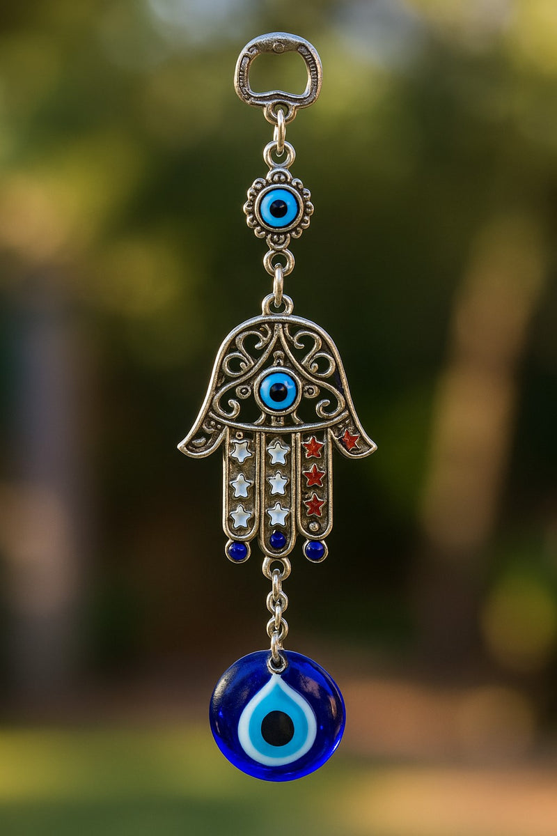 Fatima’s Hand Evil Eye Wall Decor| Glass & Metal