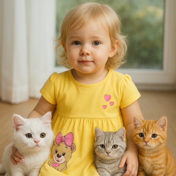 Girls Bear Print Dress