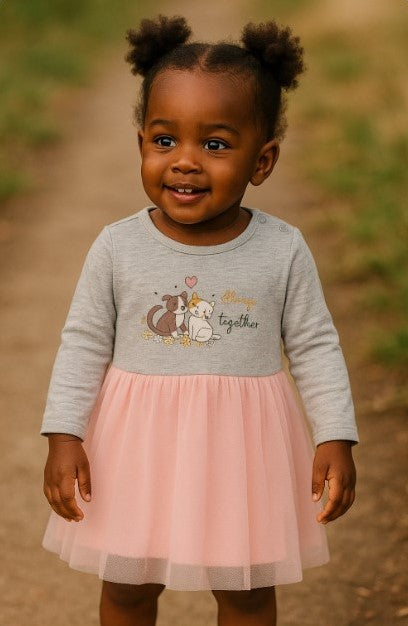 Girls cotton dress with cats print – 1.5 to 5 years – made in Turkey

