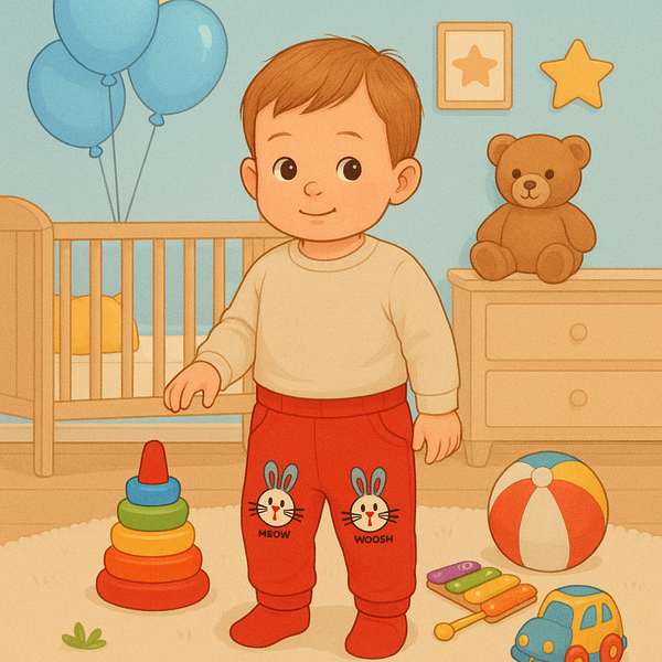 Kids Cotton Pants with Rabbit Print