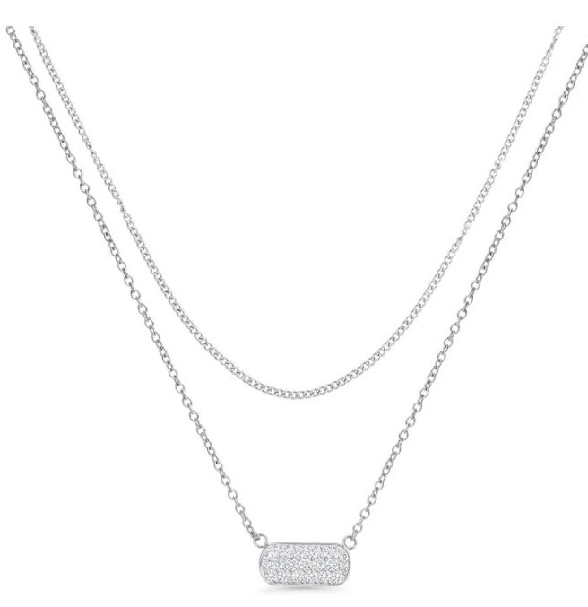 Stainless steel  3A cubic zirconia necklace