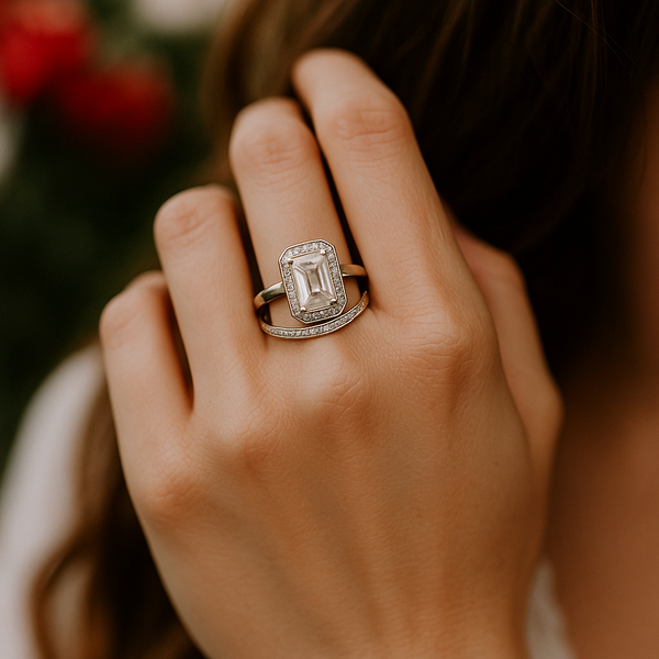Double Ring in 925 Sterling Silver with Zircons