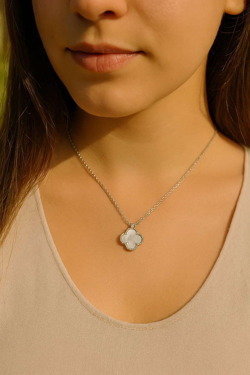 925 Sterling Silver Flower Necklace with Zircons