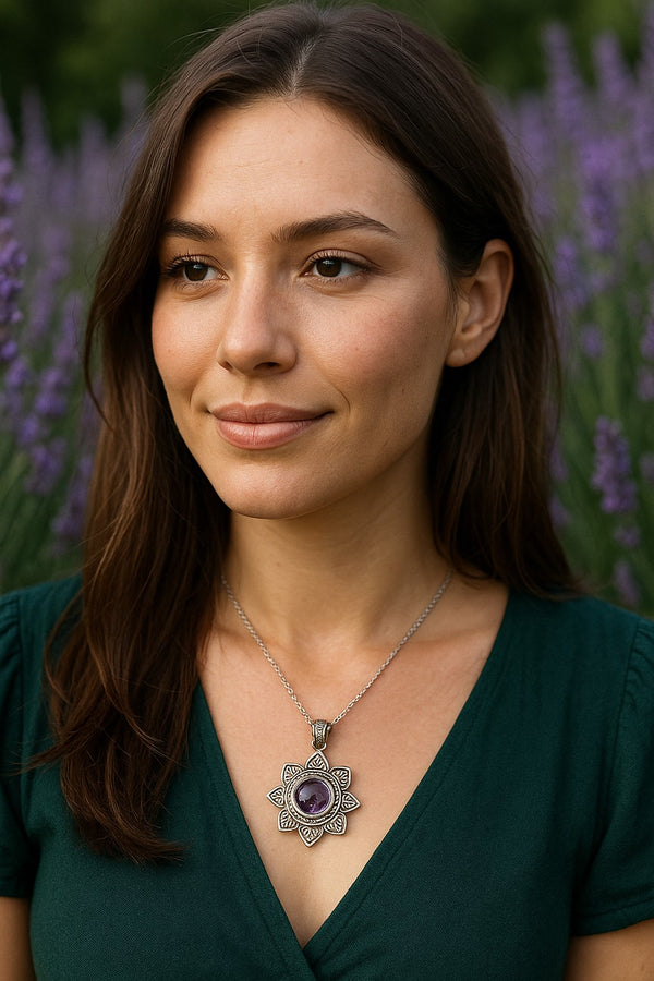 925 Sterling Silver Amethyst Pendant