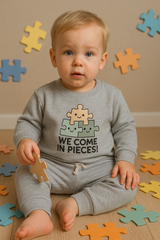 100% cotton baby top and pants set with puzzle design – made in Turkey
