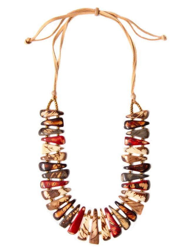 Ursula Tagua Nut Necklace| Orange Combo Handmade