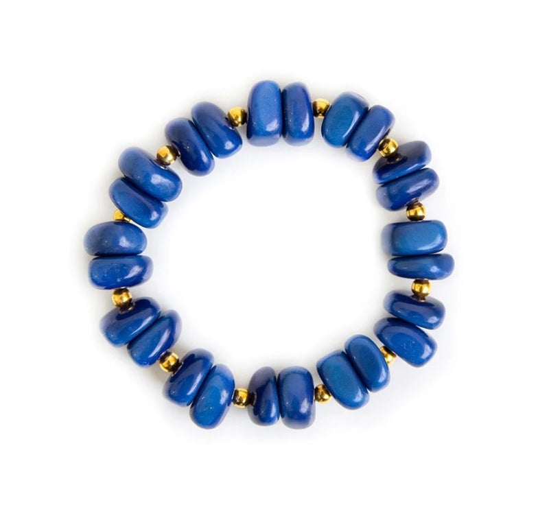 Zoraida Navy Blue Tagua Nut Bracelet