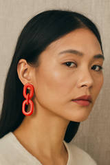 Bri Tagua Earrings| Coral Red Tagua Nut Jewelry