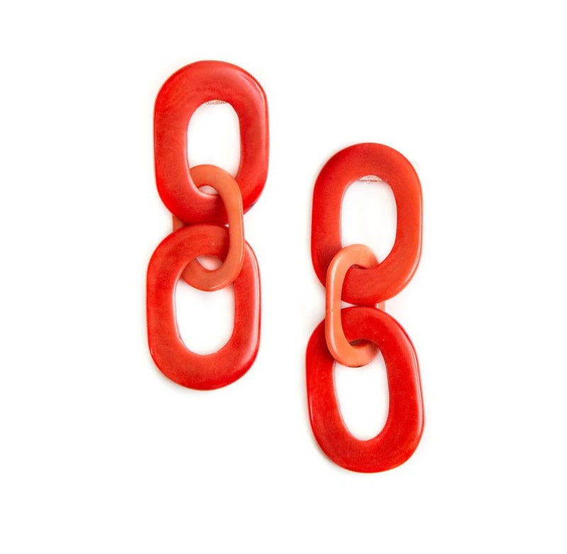 Bri Tagua Earrings| Coral Red Tagua Nut Jewelry