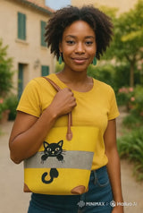 Medium Blue Cat Fair Trade Basket – Handmade Eco Tote from Madagascar

