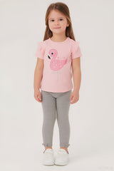 Girls swan print top and pants set – soft cotton blend made in Turkey

