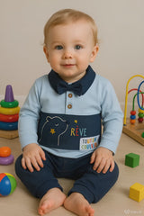 Colorful cotton baby top and pants set for 1–12 months – made in Turkey

