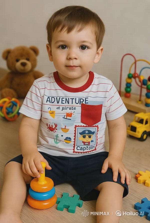 Boys Cotton Top & Shorts Set Durable Playwear