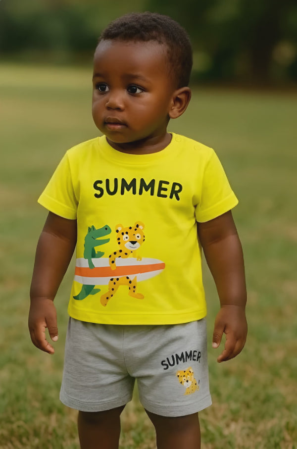 Boys Cotton Top & Shorts Set – Summer Outfit