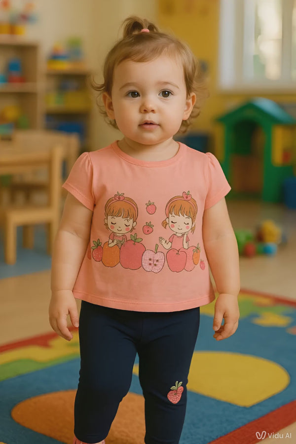 Girls Fruit Print Top & Pants Set