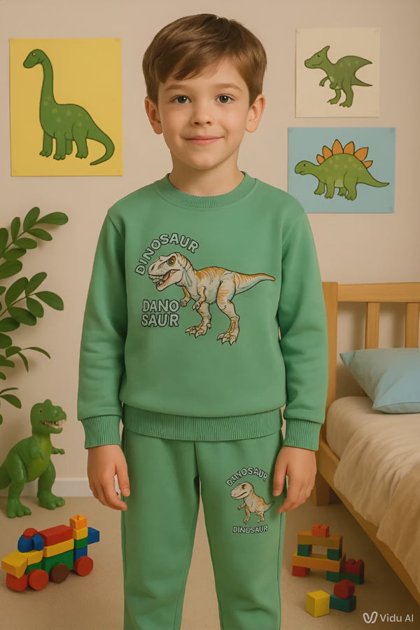 Boys Dinosaur Top & Pants Set Cotton Stretch Outfit